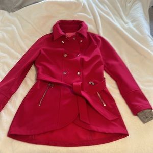 Beautiful magenta, belted trench